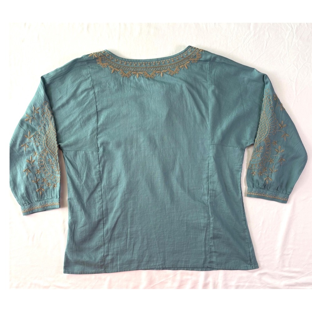 J Jill Embroidered Tunic Top W S Petite Boho Lightweight Artsy Coastal Travel - Picture 9 of 9